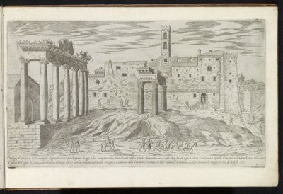 Forum Romanum te Rome Bouwwerken uit de oudheid (serietittel) Restene av Romas antikke samlet og fotografert i perspektiv av Stefano Du Perac Parisino (serietittel på objekt) av Etienne Duperac