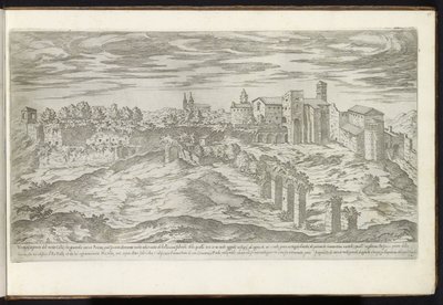 Monte Celio te Rome Bouwwerken uit de oudheid (serietittel) Restene av det gamle Roma samlet og portrettert i perspektiv av Stefano Du Perac Parisino (serietittel på objekt) av Etienne Duperac