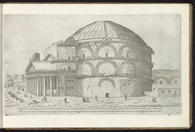 Pantheon i Roma Bouwwerken uit de oudheid (serietittel) Restene fra antikken til Roma samlet og portretter i perspektiv av Stefano Du Perac Parisino (serietittel på objekt) av Etienne Duperac
