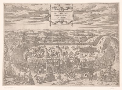 Pavelig fest på Testaccio i Roma i 1534 La festa di Testaccio fatta i Roma (tittel på objekt) av Etienne Duperac