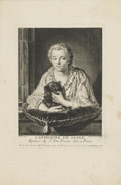 Portrett av skuespillerinnen Madame Quinault-Dufresne 1705-1767, ca. 1750. av Etienne Fessard