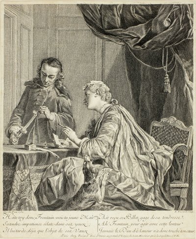 Kvinne forsegler et brev av Etienne Fessard