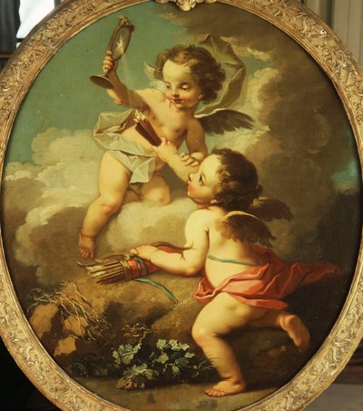 An Allegory of Love - Putti disporting in a Landscape, av Étienne Jeaurat