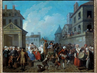 Karneval i gatene i Paris Maleri av Etienne Jeaurat (1699-1789) 1757. Dim 0,65 x 0,82 m Paris, Musee Carnavalet av Étienne Jeaurat