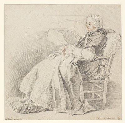 Studie for LAccouchée, ca. 1750 (kritt på papir) av Étienne Jeaurat