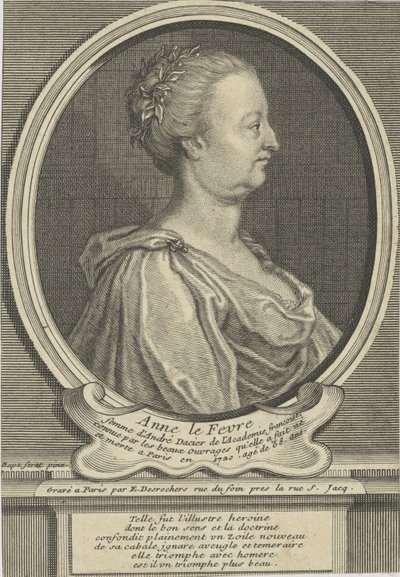 Portrett av Anne Dacier født Le Fèvre 1647-1720, ca 1720. av Etienne Jehandier Desrochers