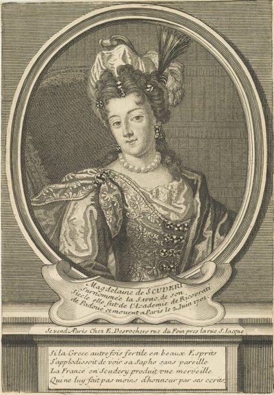 Portrett av Madeleine de Scudéry 1607-1701, ca. 1710. av Etienne Jehandier Desrochers