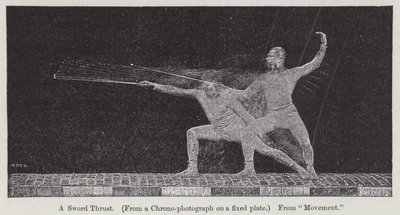 Kronofotografi som viser bevegelsen involvert i et sverdstøt (gravering) av Etienne Jules Marey