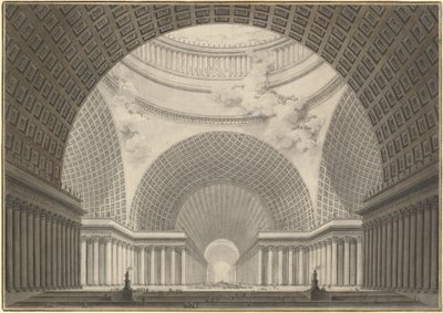 Perspektivvisning av interiøret i en storbykirke av Etienne Louis Boullee