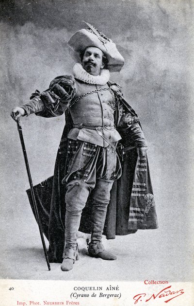 Constant Coquelin aka som Coquelin aîné (1841 - 1909) i drakten til Cyrano de Bergerac (bilde) av Etienne Neurdein