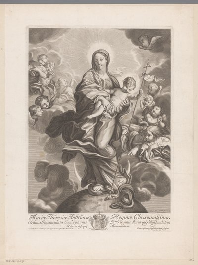 Mary med barn på jordkloden av Etienne Picart