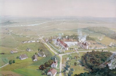 Gjenerobringen av Chateau de Mondement av den franske hæren 9. september 1914, under det første slaget ved Marne, 1915 av Etienne Prosper Berne Bellecour