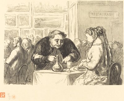 På buffeen til kunstutstillingen av Etienne after Honoré Daumier