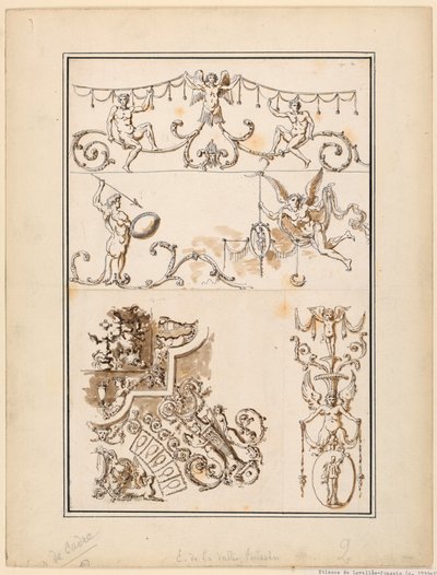 Fem motiver for dekorative arabesker av Etienne de Lavallee Poussin