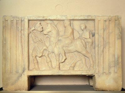 Alabasturne med avdøde som rir til underverdenen, 9.-1. århundre f.Kr. (alabaster) av Etruscan