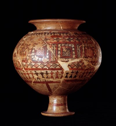 Etruskisk sivilisasjon: olla vase fra grav 3, nekropolis i Buccacce a Bisenzio - 7. århundre f.Kr. av Etruscan