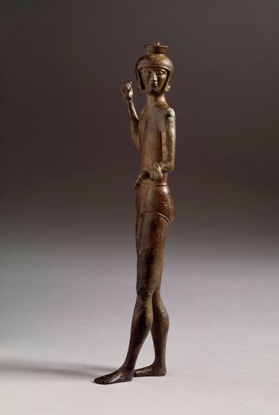 Etruskisk sivilisasjon: statuett av kriger i bronse av Etruscan
