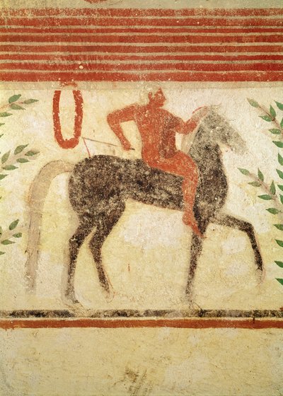 Rytter, venstre side, fra baronens grav, ca. 500 f.Kr. (veggmaleri) av Etruscan