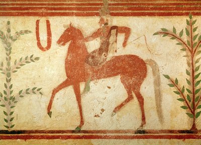 Rytter, høyre side, fra baronens grav, ca. 500 f.Kr. (veggmaleri) av Etruscan