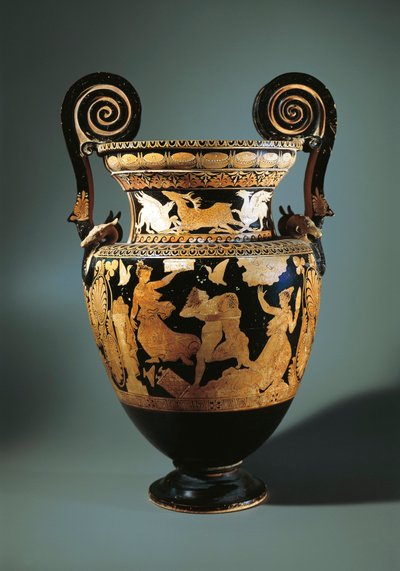 Italia, Lazio, Civita Castellana, voluttkrater med rød figur (vase brukt til å blande vin og vann) som viser Peleus som kidnapper Thetis, malt av Aurora Painter, 360/340 f.Kr. av Etruscan