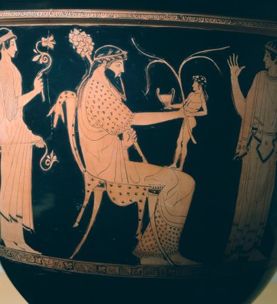 Krater (stor vase) av Altamura-maleren, detalj som viser Dionysus. Keramikk med rød figur. Etruskisk sivilisasjon, 5.–4. f.Kr. av Etruscan