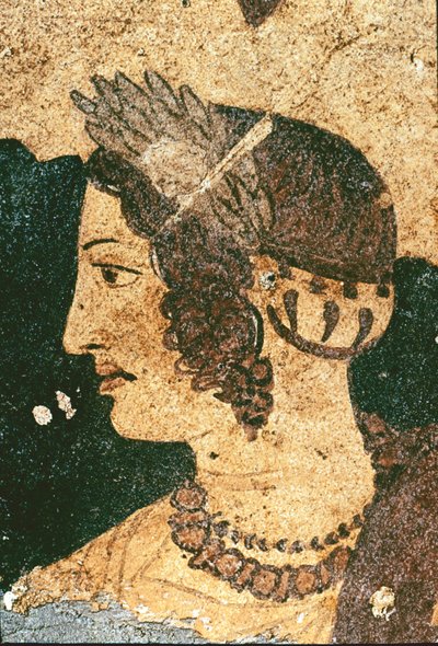 Portrett av Velia Spurinna - Detalj - Fresco, 4. århundre f.Kr av Etruscan