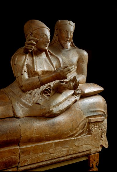 Sarkofag av brudene. Utskåret gruppe av terrakotta fra Cerveteri, 600-tallet f.Kr av Etruscan