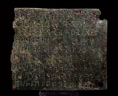Bronsetavle fra Monte Acuto, Formello - 3.-2. århundre f.Kr av Etruscan Etruscan