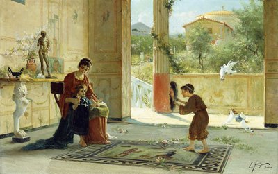 A Surprise Visitor (olje på lerret) av Ettore Forti