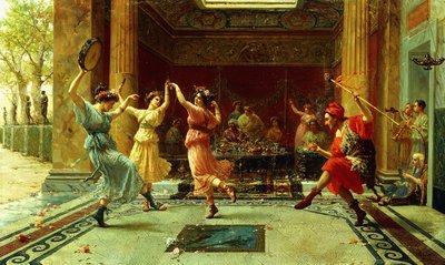 Den romerske dansen (olje på lerret) av Ettore Forti