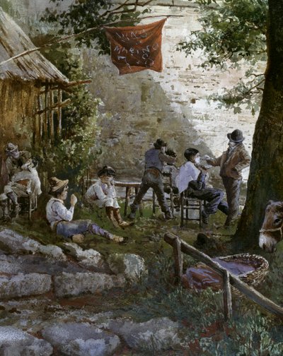 Angelica Gate i Roma, frisører utendørs av Ettore Roesler Franz
