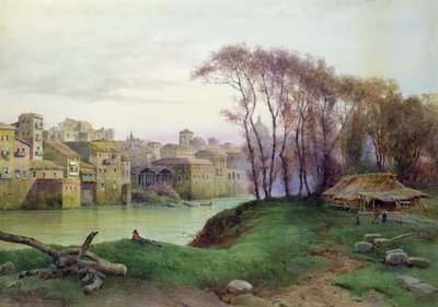 Utsikt over Prati di Castello, Roma (akvarell på papir) av Ettore Roesler Franz
