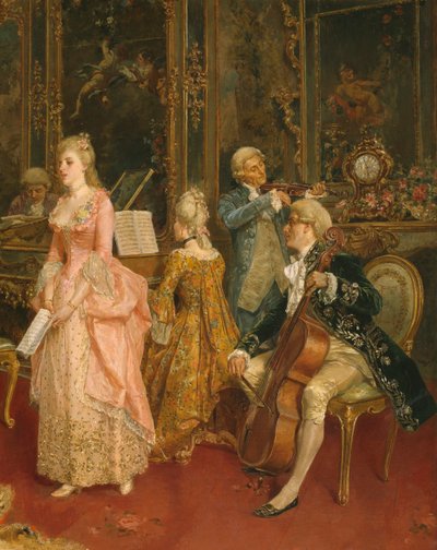 Konsert på Mozarts tid, 1853 (detaljer) av Ettore Simonetti