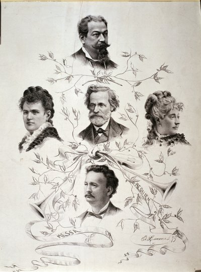 Plakat for hans «Messa da Requiem» med solistsangerne av Ettore Ximenes