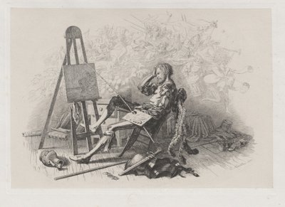 Morgen etter maskeballet: Emil Theodor Richter på staffeli av Eugen Napoleon Neureuther