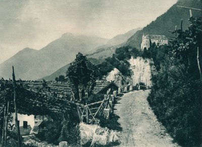 Landskap med Tyrols slott, Merano, Sør-Tirol, Italia, 1927 av Eugen Poppel