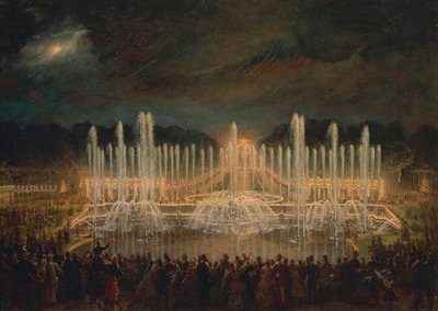 Frankrike, Versailles, Nocturne i Versailles (Det store vannet i Versailles) av Eugene Louis Lami