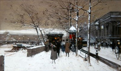 Seine kai av Eugene Galien Laloue