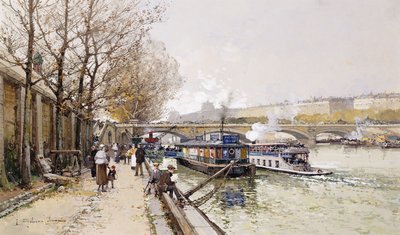 Lektere på Seinen av Eugene Galien Laloue