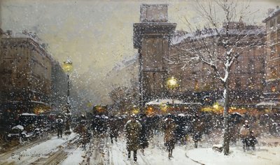 La Porte St. Martin (svart kritt og kroppsfarge) av Eugene Galien Laloue