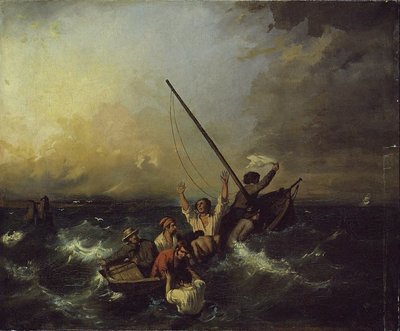 Skipsvrak (olje på lerret) av Eugene (after) Isabey
