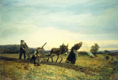 Pløying av åkrene, 1877 av Eugene Alexis Girardet