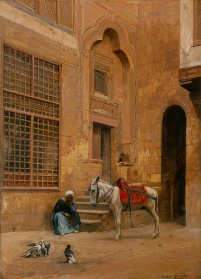 The Courtyard (olje på lerret) av Eugene Alexis Girardet