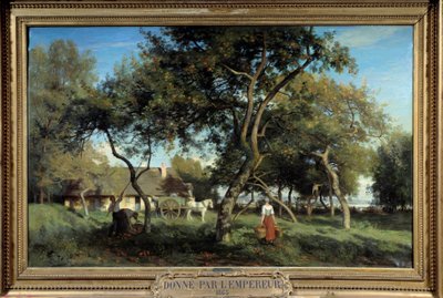 Å plukke epler i Normandie i 1865. Maleri av Eugene Lavieille (1820-1889) av Eugene Antoine Samuel Lavieille