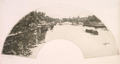 Fan, Seinen sett fra Pont Royal (Éventail, La Seine vue du Pont Royal) av Eugene Bejot