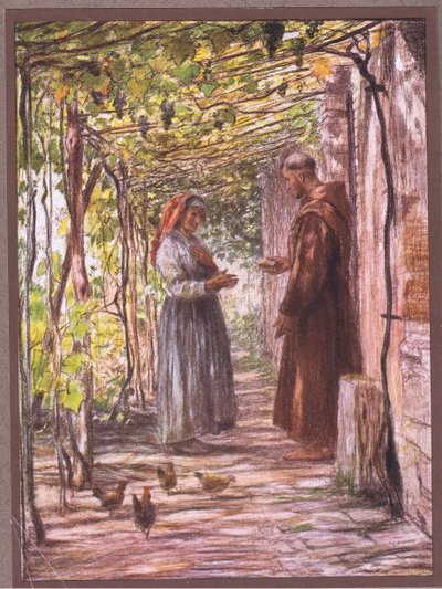 Friar Masseo blir utnevnt til dørvakt, 1919 av Eugene Burnand