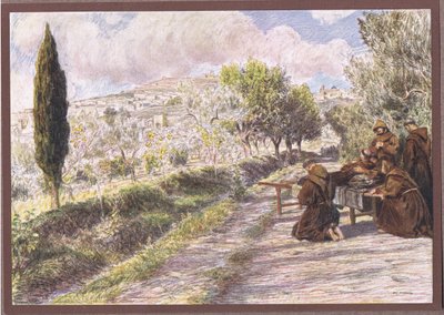 St Francis velsigner byen Assissi, 1919 av Eugene Burnand