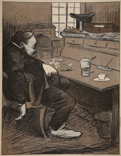 Hardt på jobb, en pause fra kort og kaffe!, illustrasjon fra 