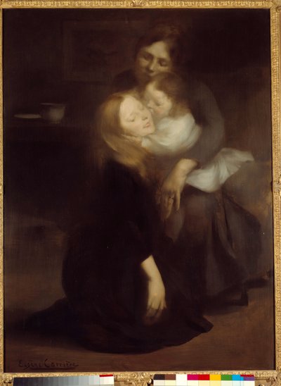 Intimitet eller storesøsteren Maleri av Eugene Carriere (1849-1906) 1800-tallets søn. 1,3x0,99 m Paris, musee d
