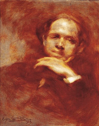 Portrett av Pau Casals, cellist, dirigent og spansk komponist (1876-1973) 1903 (olje på lerret) av Eugène Carrière